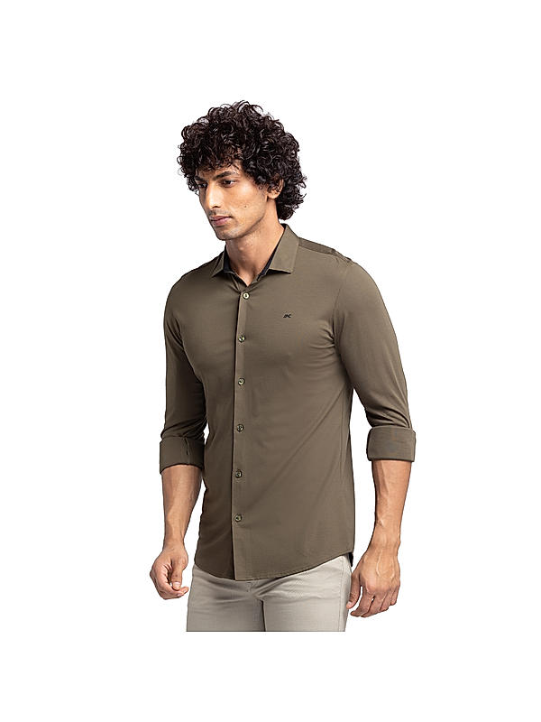 Killer Olive Solid Comfort Fit Shirts For Men's