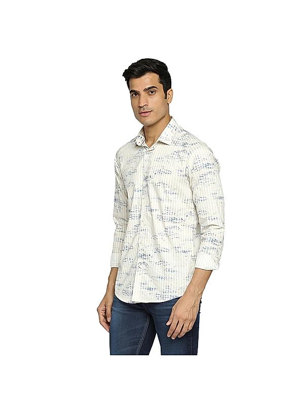 Killer Beige Printed Comfort Fit Shirts For Men's