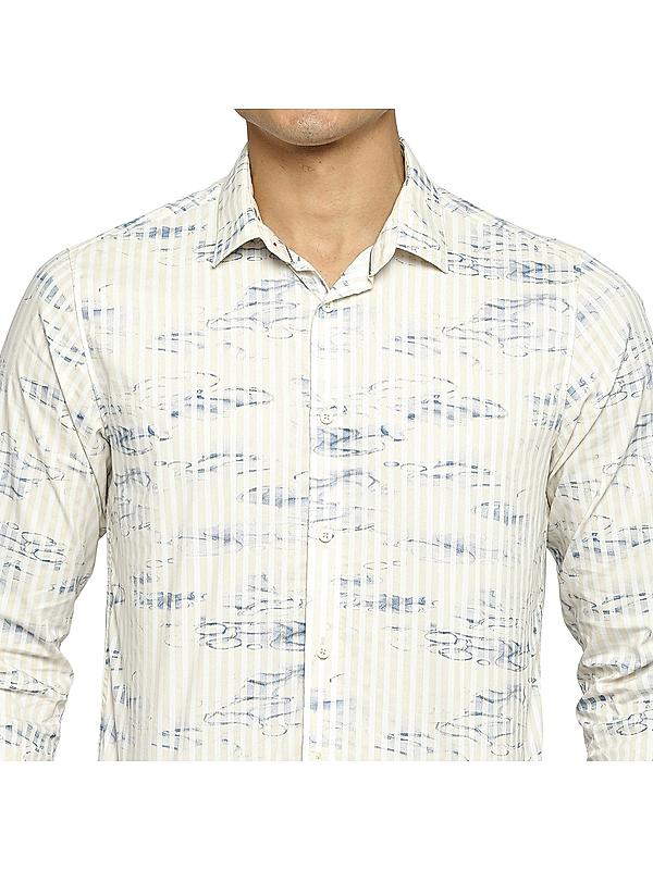 Killer Beige Printed Comfort Fit Shirts For Men's