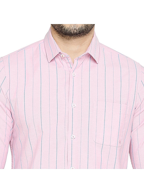 Killer Pink Stripes Comfort Fit Shirts For Men's