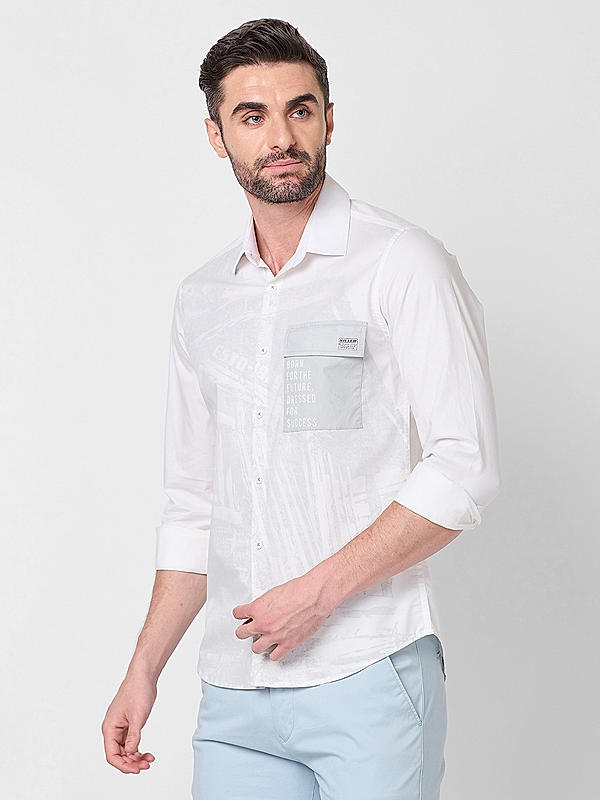 Men White Slim Fit Solid Shirts