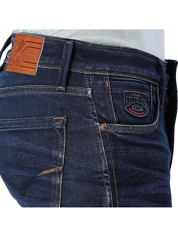 Men Dark Blue Skiny Fit Solid Jeans