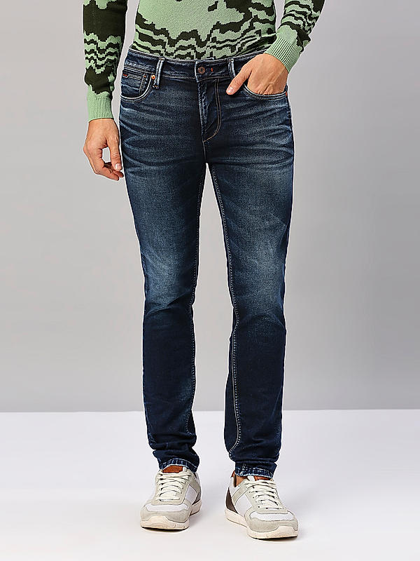 Men Dark Blue Slim Fit Solid Jeans