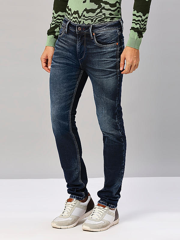 Men Dark Blue Slim Fit Solid Jeans