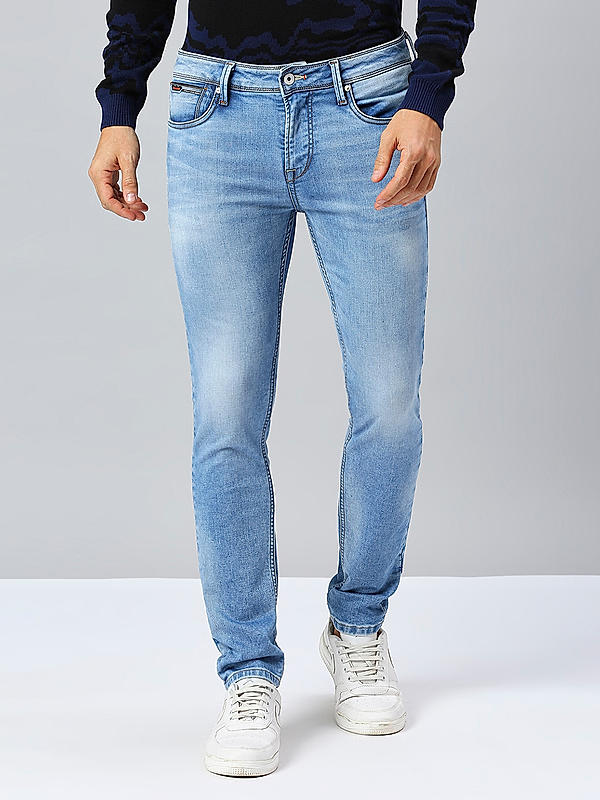 Men Light Blue Slim Fit Solid Jeans