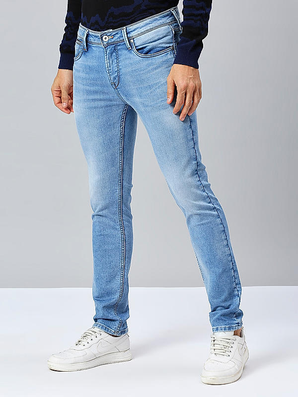 Men Light Blue Slim Fit Solid Jeans