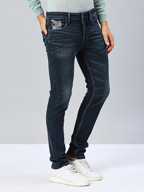 Men Blue Slim Fit Solid Jeans