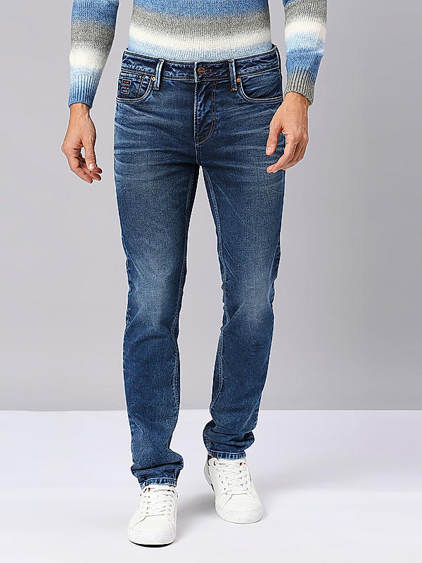 Men Blue Slim Fit Solid Jeans