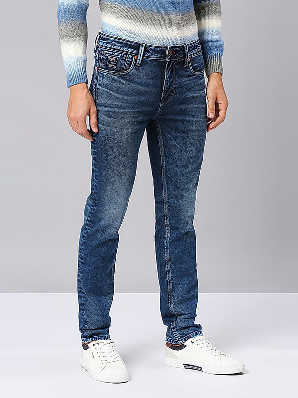 Men Blue Slim Fit Solid Jeans