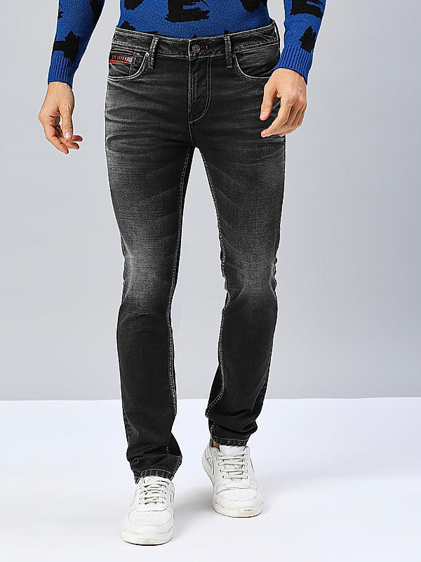 Men Black Slim Fit Solid Jeans