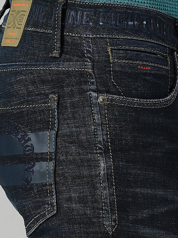 Men Dark Blue Slim Fit Solid Jeans