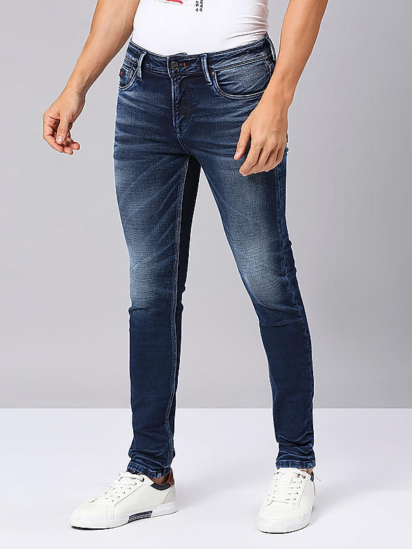 Men Blue Slim Fit Solid Jeans