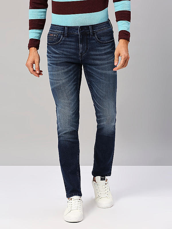 Men Blue Slim Fit Solid Jeans