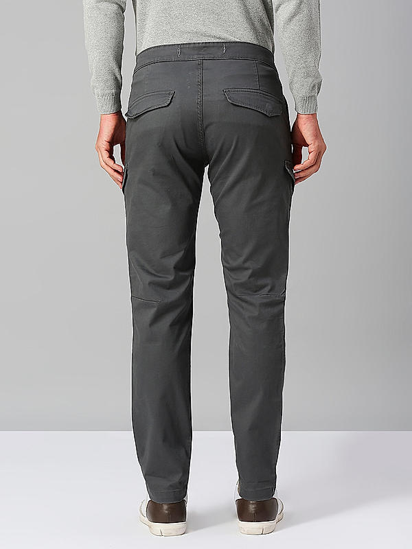 Men Dark Grey Slim Fit Printed Cargo