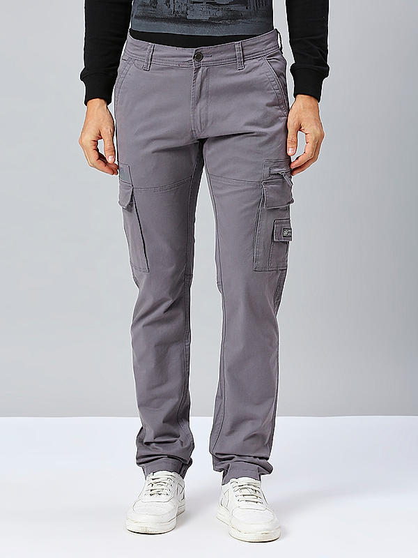 Men Grey Slim Fit Printed Cargo