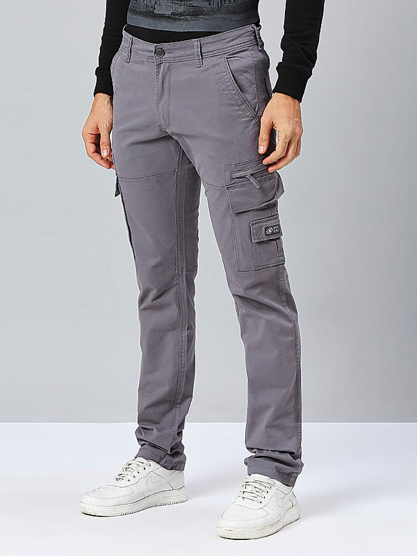 Men Grey Slim Fit Printed Cargo