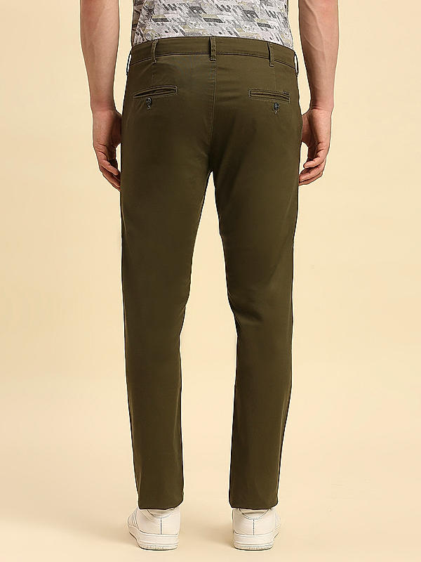 Killer Men Dark Green Slim Fit Solid Casual Trousers