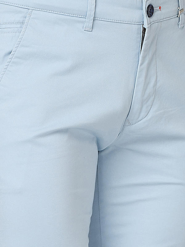 Killer Men Light Blue Slim Fit Solid Casual Trousers