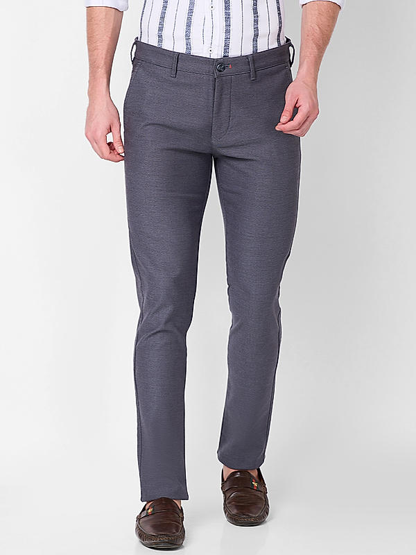 Killer Men Dark Grey Slim Fit Solid Casual Trousers