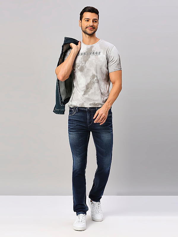 Killer Men Dark Blue Slim Fit Solid Casual Jeans