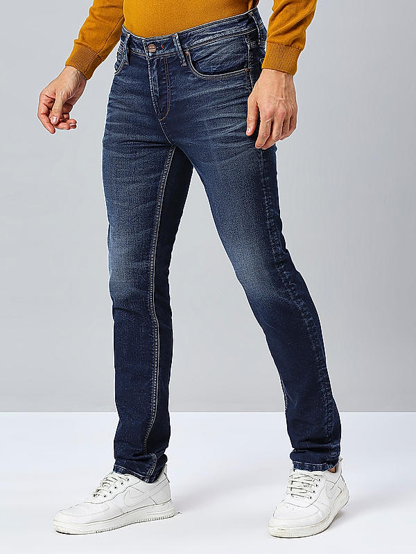 Killer Men Dark Blue Slim Fit Solid Casual Jeans