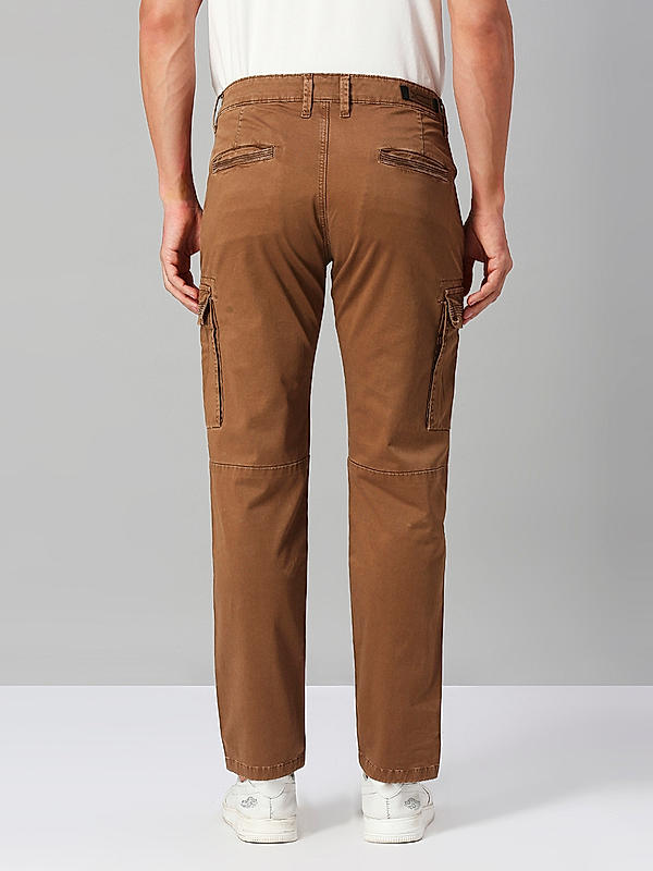 Killer Men Brown Slim Fit Solid Utility Cargo