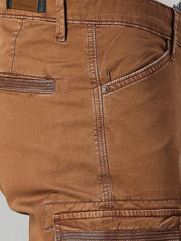 Killer Men Brown Slim Fit Solid Utility Cargo