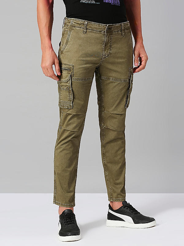 Killer Men Dark Green Slim Fit Solid Utility Cargo