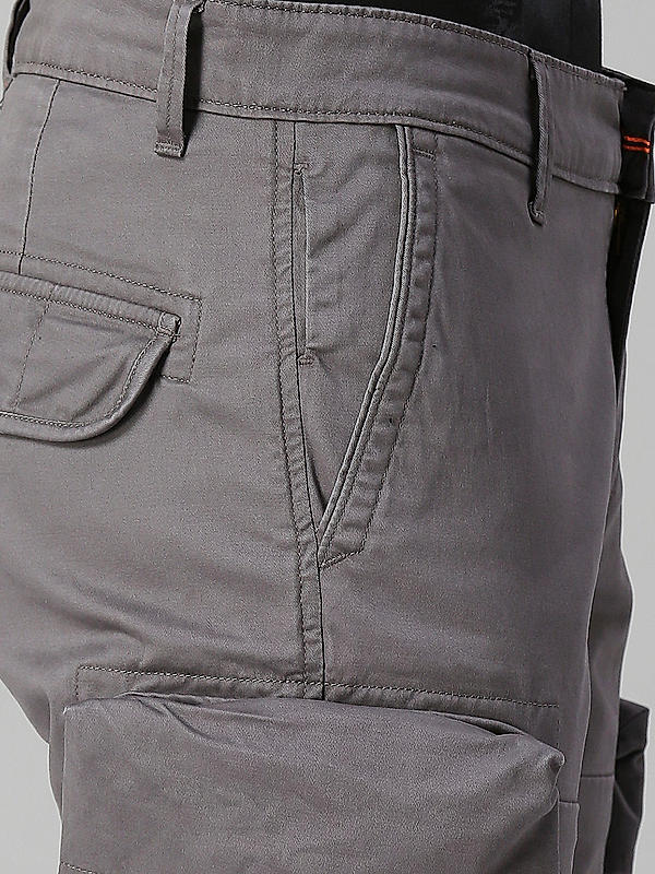 Killer Men Dark Grey Slim Fit Solid Utility Cargo