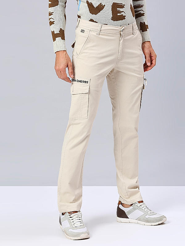 Killer Men Cream Slim Fit Solid Utility Cargo