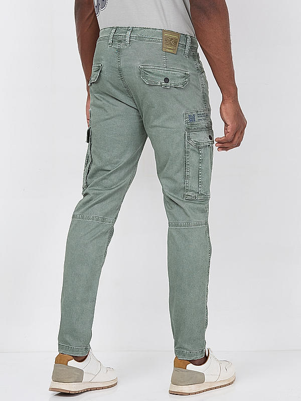 Killer Men Light Green Slim Fit Solid Utility Cargo