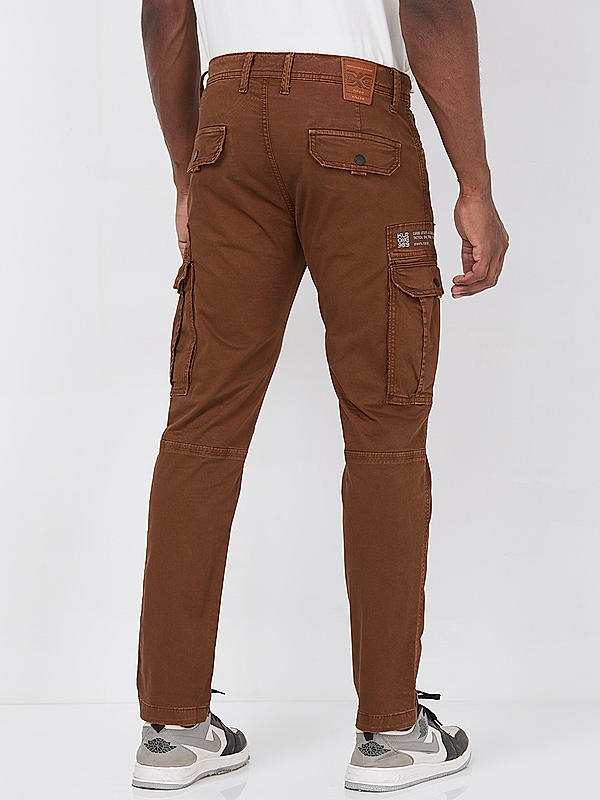 Killer Men Brown Slim Fit Solid Utility Cargo