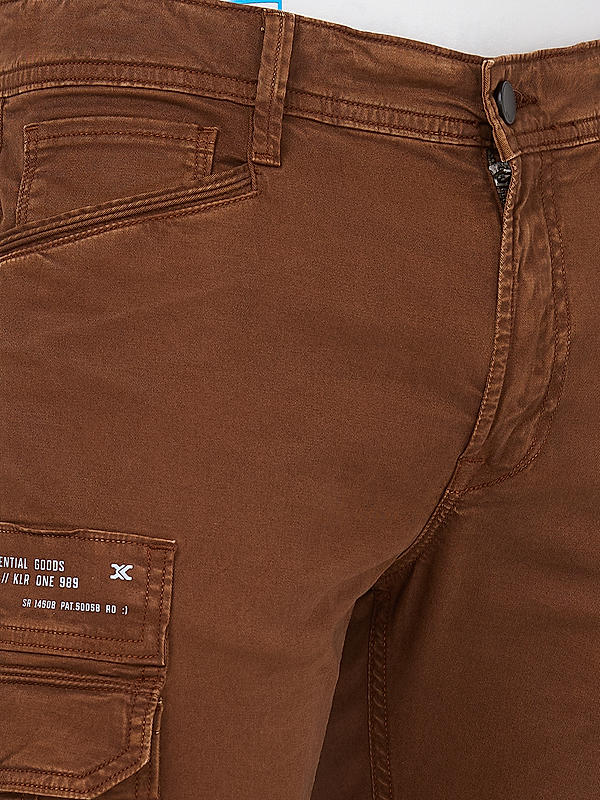 Killer Men Brown Slim Fit Solid Utility Cargo