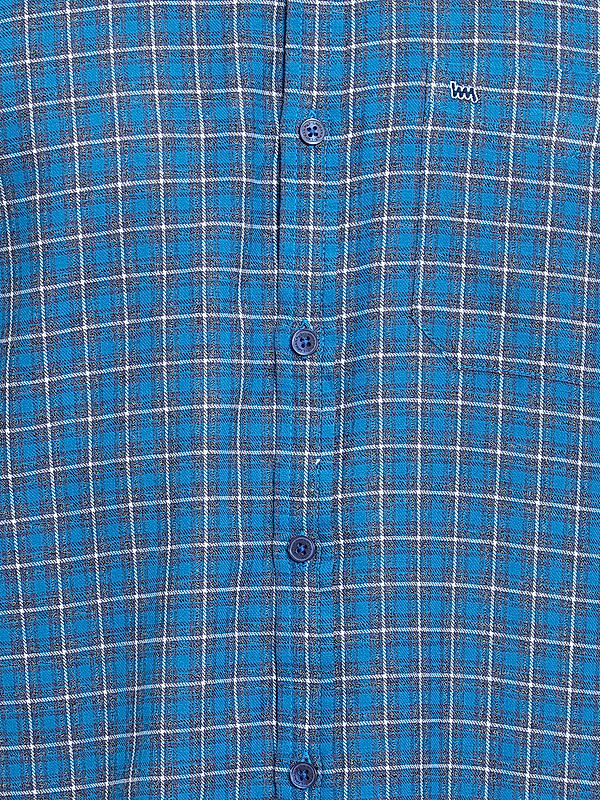 Checkered Blue Color Cotton Slim Fit Shirt