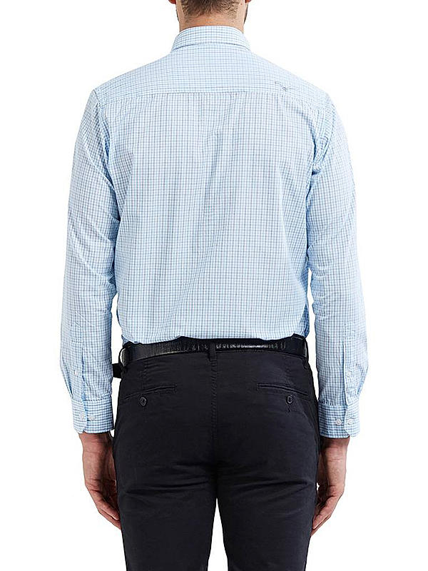 Checkered Blue Color Cotton Slim Fit Shirt