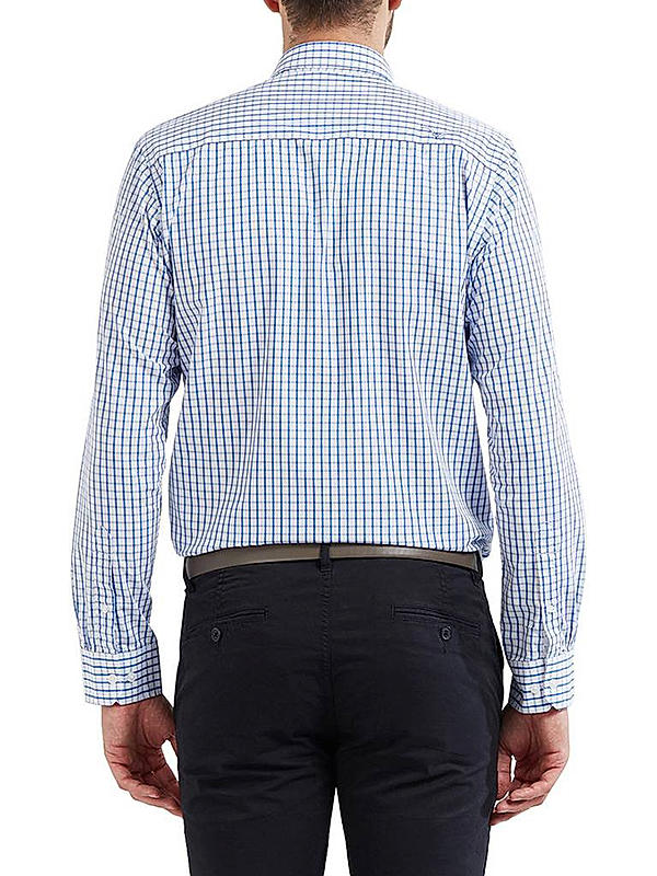 Checkered Blue Color Cotton Slim Fit Shirt