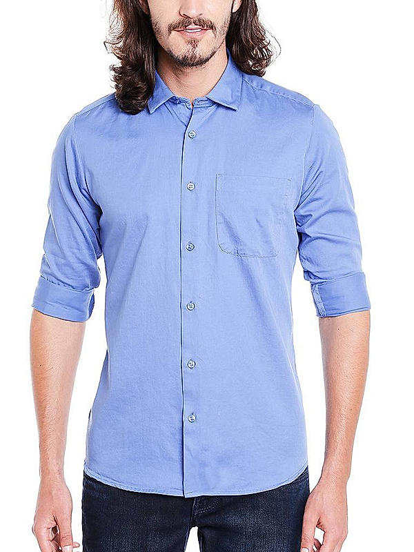 Checkered Blue Color Cotton Slim Fit Shirt