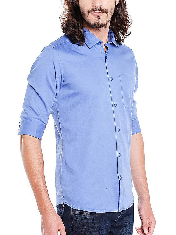 Checkered Blue Color Cotton Slim Fit Shirt