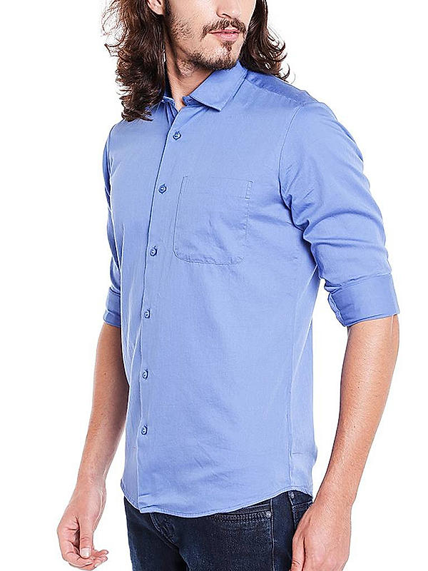 Checkered Blue Color Cotton Slim Fit Shirt