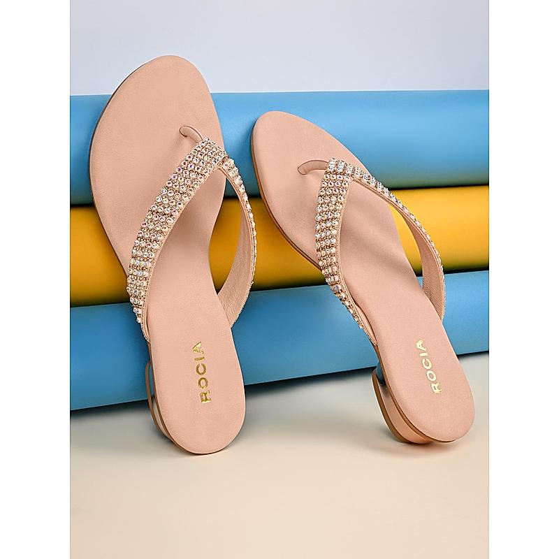 Diamond studded flat sandals shop