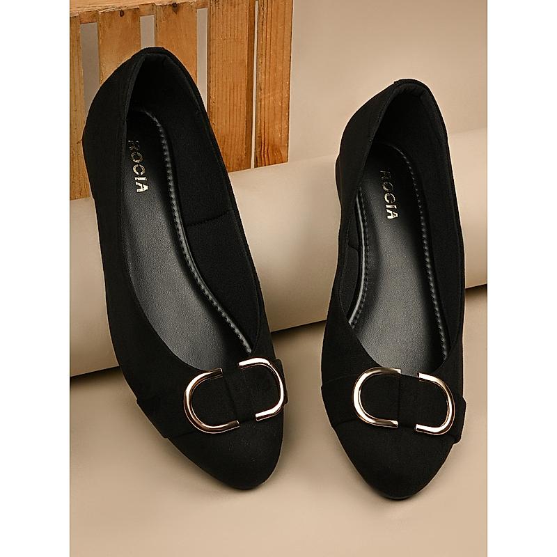 Rocia Black Women Suede Ballerinas