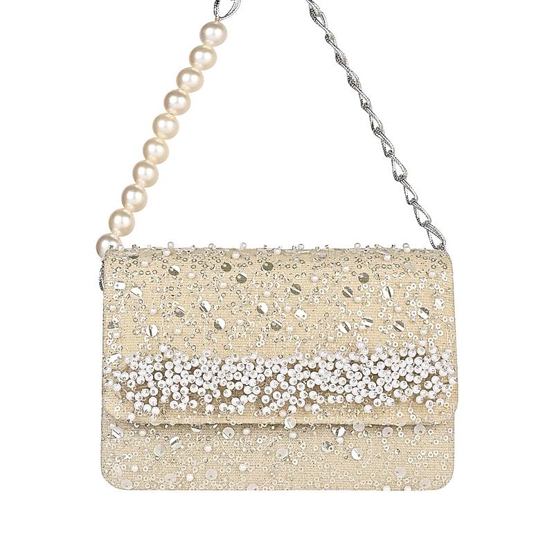 Rocia By Regal Gold Women Heavy Pearl Embellished Bag