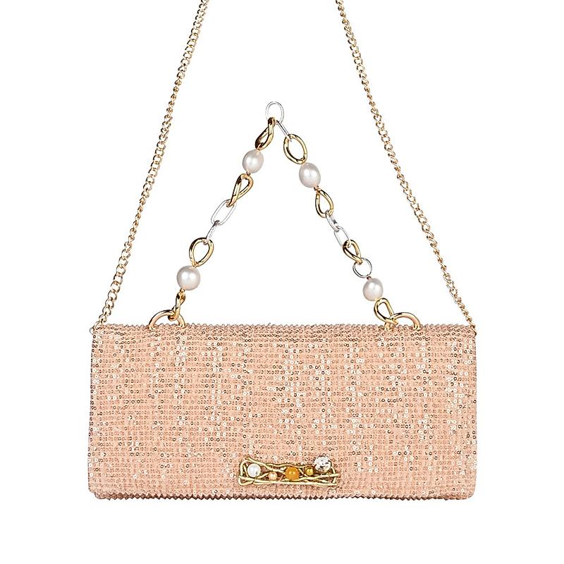 Rocia By Regal Peach Women Shimmery Clutch