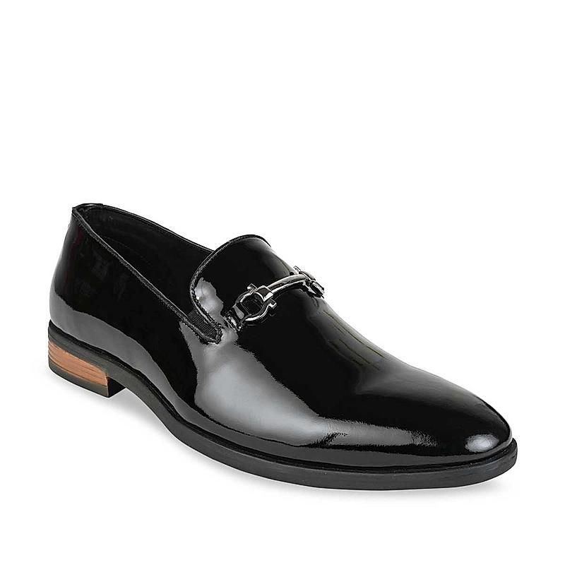 Imperio Black Men Patent Leather Formal Slip Ons