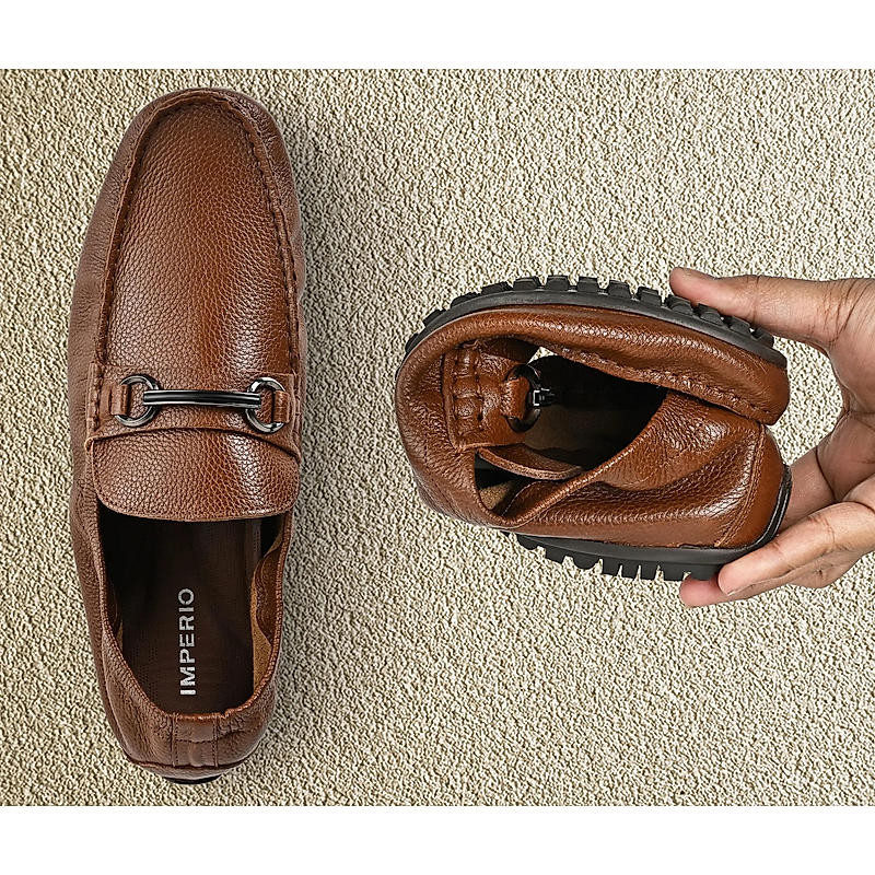 Imperio Tan Men Flexible Casual Leather Loafers