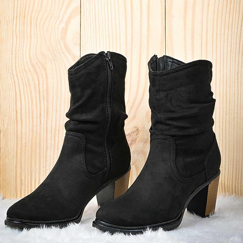 Rocia Black Women Suede High Heeled Boots