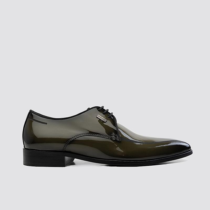 LANGUAGE OLIVE MEN LEATHER FORMAL LACE-UP SHOES