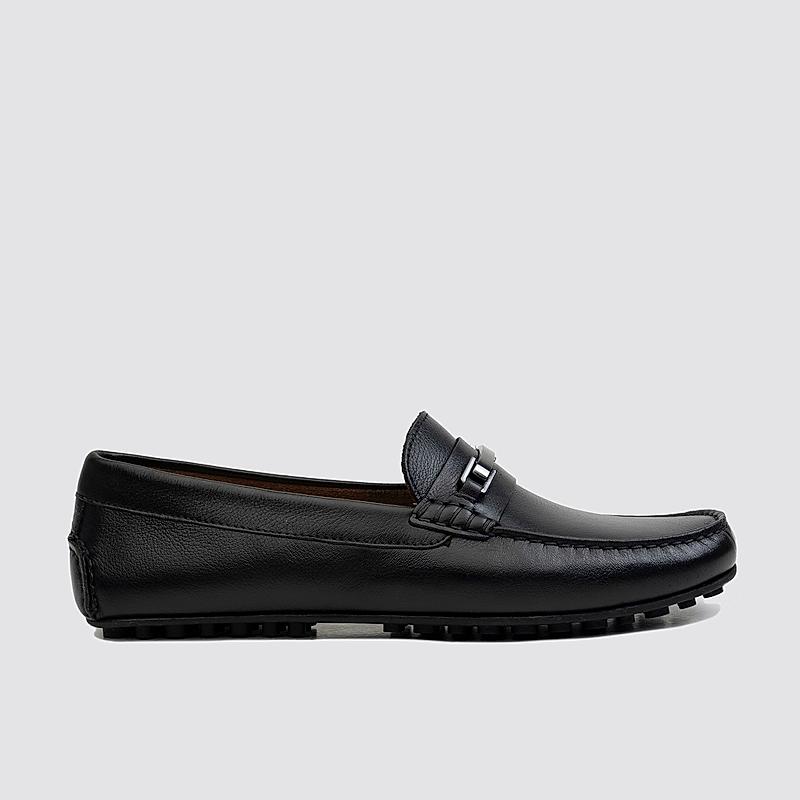 LANGUAGE BLACK MEN LEATHER LOAFERS