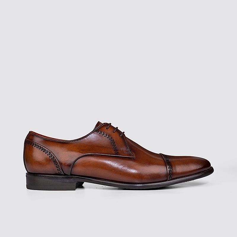 LANGUAGE TAN MEN LEATHER FORMAL LACE-UP SHOES