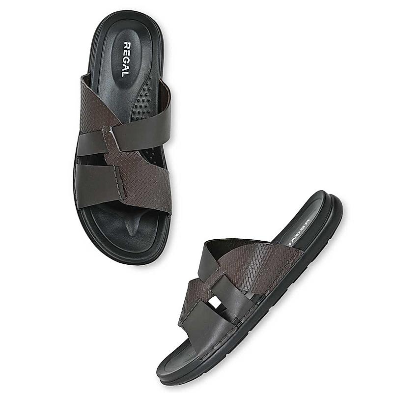 Regal Brown Mens Casual Textured Leather Sandals